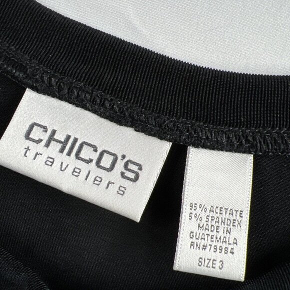 Chicos Travelers Jacket Size XL Solid Black Hook & Eye Front Long Sleeve - Picture 3 of 8